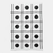 Polka Dot Circle Black en White Check Pattern Theedoek (Verticaal)