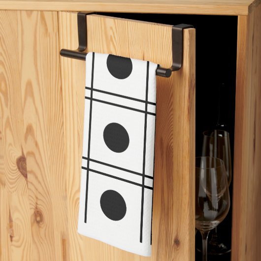 Polka Dot Circle Black en White Check Pattern Theedoek (Derde Gevouwen)