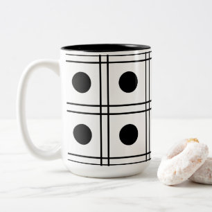 Polka Dot Circle Black en White Check Pattern Tweekleurige Koffiemok