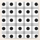 Polka Dot Circle Black en White Check Pattern Vierkante Kartonnen Onderzetter (Voorkant)