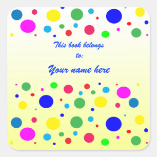 Polka Dot Colors Bookplaat Vierkante Sticker
