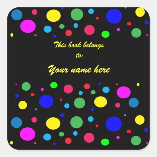 Polka Dot Colors Bookplaat Vierkante Sticker (Voorkant)