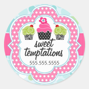 Polka Dot Crazy Cupcake Bakery Box Seals Ronde Sticker