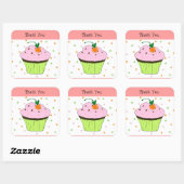 Polka Dot Cupcake Bedankt Vierkante Sticker (Vel)