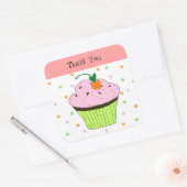 Polka Dot Cupcake Bedankt Vierkante Sticker (Envelop)