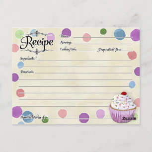 Polka dot Cupcake Retro Recept Kaart Vrijgezellenf