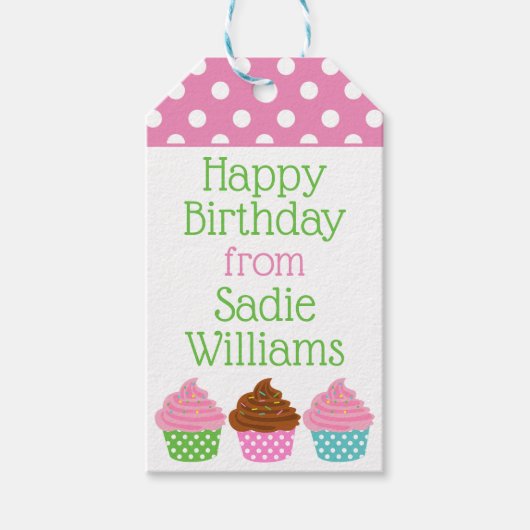 Polka Dot Cupcakes Gepersonaliseerde Gift Labels Cadeaulabel (Voorkant)