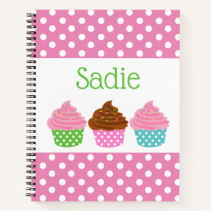 Polka Dot Cupcakes gepersonaliseerde spirale lapto Notitieboek
