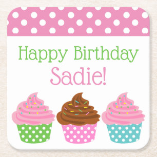 Polka Dot Cupcakes Onderzetters gepersonaliseerd p