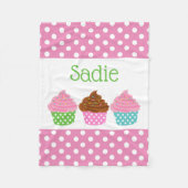 Polka Dot Cupcakes Personalized Fleece Blanket (Voorkant)