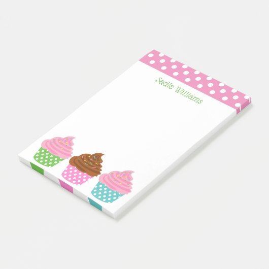 Polka Dot Cupcakes Personalized Post-it Notitieblo Post-it® Notes (Schuin)