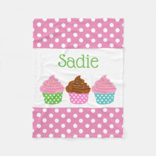 Polka Dot Cupcakes persoonlijke fleece Blanket Deken