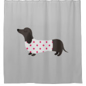 Polka Dot Dachshund Douche Rideau (Devant)