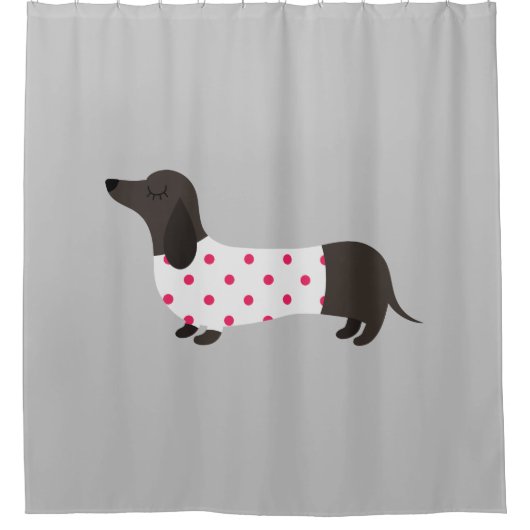 Polka Dot Dachshund Douche Rideau (Devant)