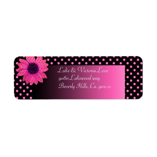 Polka Dot Daisy Roze Bruiloft Etiket (Voorkant)