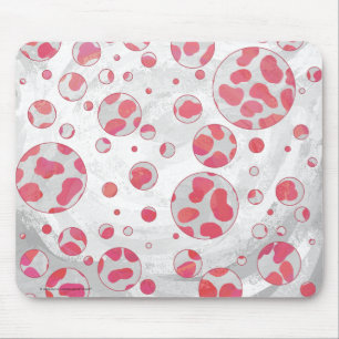 Polka Dot Dalmatian Pink and White Muismat