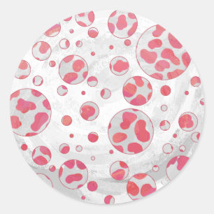 Polka Dot Dalmatian Pink and White Ronde Sticker