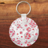 Polka Dot Dalmatian Pink and White Sleutelhanger (Voorkant)