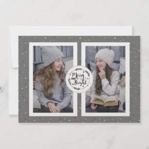 Polka Dot Deux Photo Carte de Noël Gris
