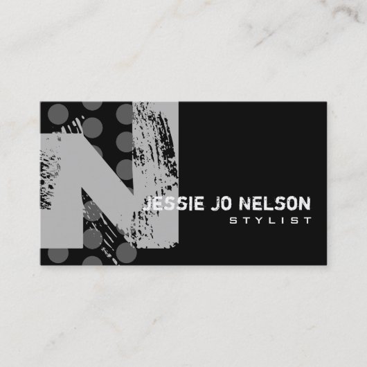Polka Dot Distress — Monogram N Visitekaartje (Voorkant)