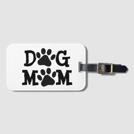 Polka Dot DOG MOM Pawprints Bagagelabel (Voorkant (horizontaal))
