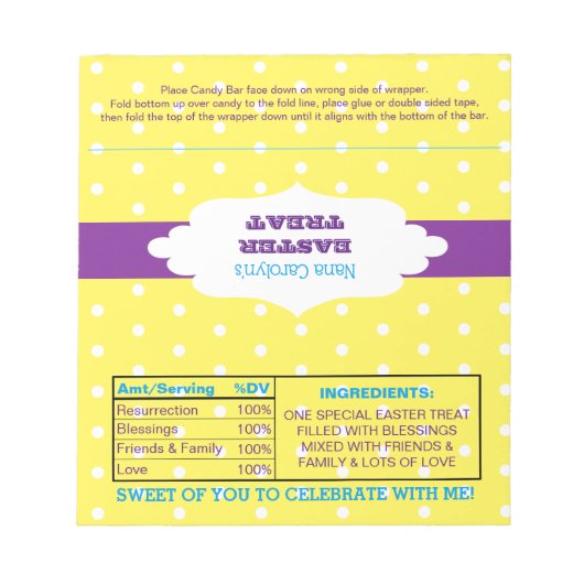 Polka Dot Easter Treat Favor Snoep Wrappers Notitieblok (Voorkant)