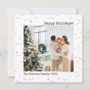 Polka Dot Eenvoudig Zwart Wit Minimalistisch Kerst Feestdagenkaart