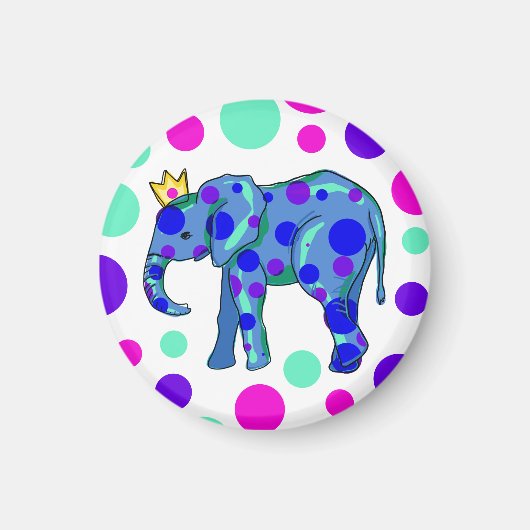 Polka Dot Elephant Magnet Magneet (Voorkant)