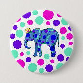 Polka Dot Elephant Pin-On Button (Voorkant)