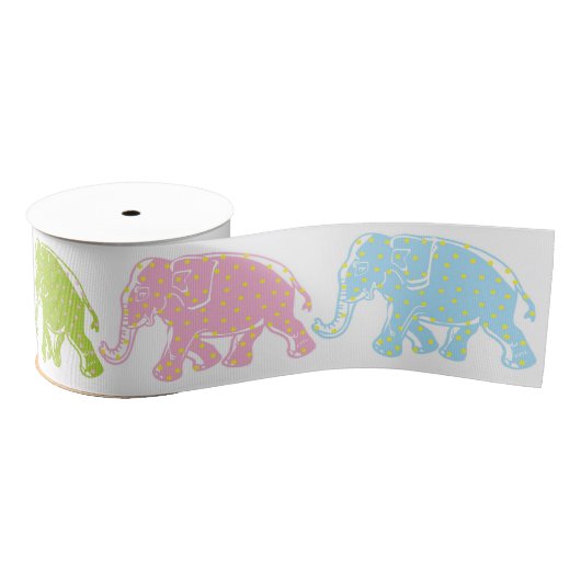 Polka Dot Elephant Ribbon Grosgrain Lint (Spoel)