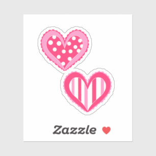 Polka dot en strepen harten sticker