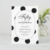 Polka Dot Fifty and Fabulous 50th Birthday Party Kaart (Staand voorkant)