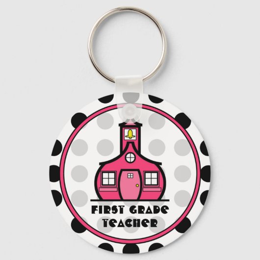 Polka Dot First Grade Teacher Sleutelhanger (Voorkant)