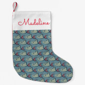 Polka Dot Fish Pattern | Jouw namen toevoegen Kleine Kerstsok (Voorkant)
