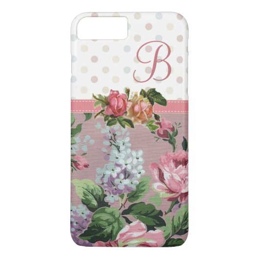 Polka Dot  Floral Roos Monogram Case-Mate iPhone Case (Achterkant)