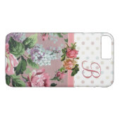 Polka Dot  Floral Roos Monogram Case-Mate iPhone Case (Achterkant (Horizontaal))