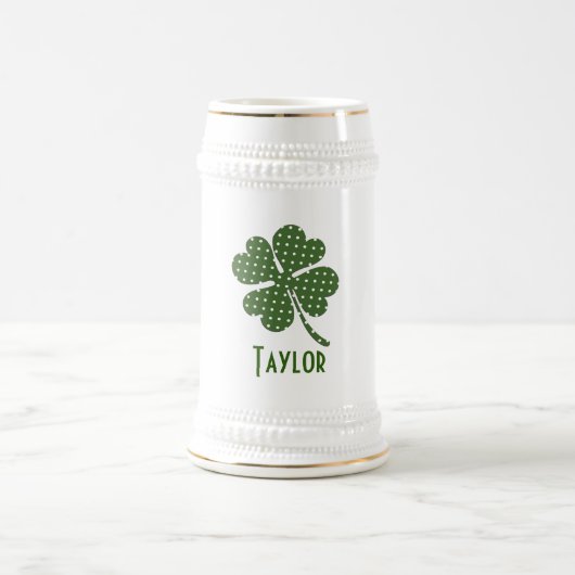 Polka dot Four Leaf Clover Aanpassen Bierpul (Center)