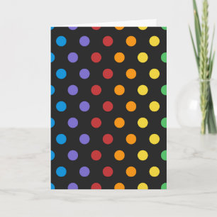 Polka Dot Fun, kleurrijke stippen op zwarte achter Kaart