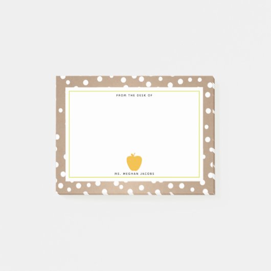 Polka Dot + gele Apple-leraar Post-it® Notes (Voorkant)