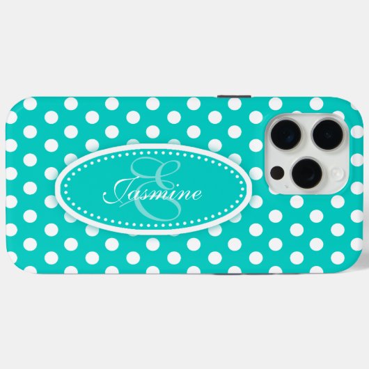 Polka dot genaamd blauwgroen aqua Case-Mate iPhone case (Achterkant (horizontaal))