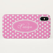 Polka dot genaamd zacht roze iphone case (Achterkant (horizontaal))