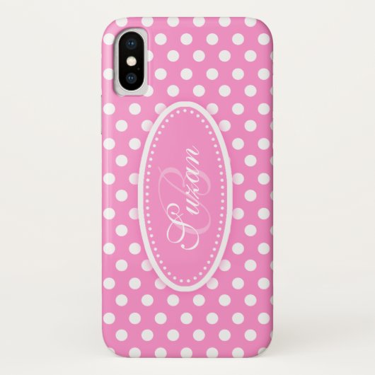 Polka dot genaamd zacht roze iphone case (Achterkant)
