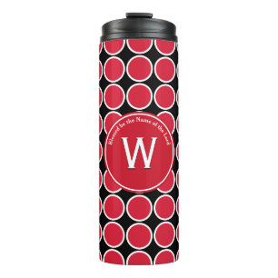 POLKA DOT geometrisch monogram Gepersonaliseerd ro Thermosbeker