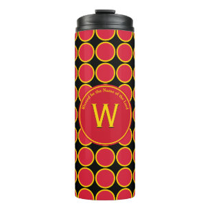 POLKA DOT Geometrische monogram Gepersonaliseerd R Thermosbeker