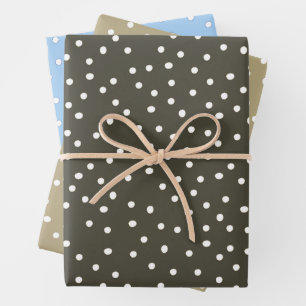 Polka Dot Gift Wrap, Cargo Green, Zand, Blauw Inpakpapier Vel