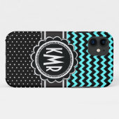 Polka Dot Glamor Retro Elegant Chevron Monogram Case-Mate iPhone Case (Achterkant (horizontaal))