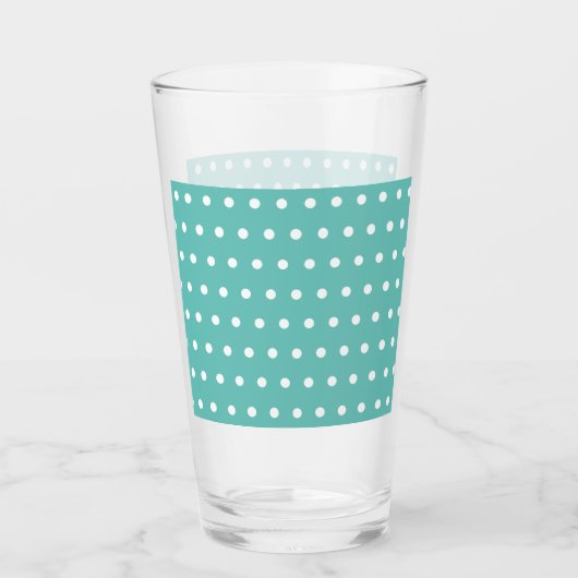 Polka Dot Glass Tumbler (Aqua & White) (Voorkant)