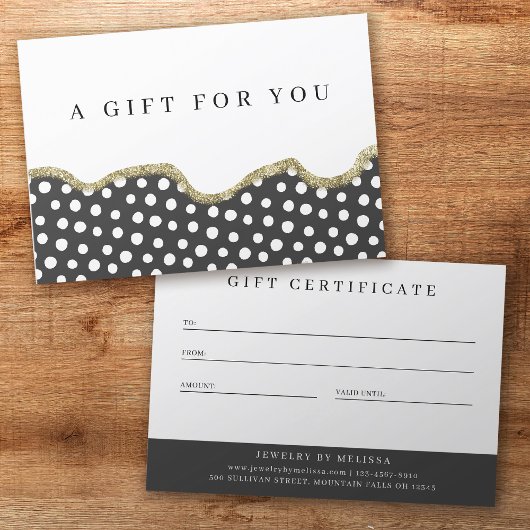 Polka Dot Gold Glitter Zakelijk Cadeaubon