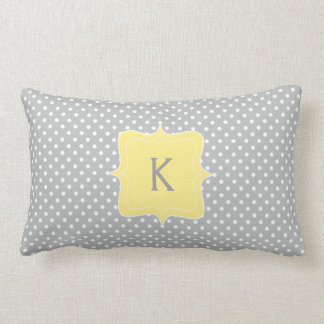 Polka Dot Gray and Yellow Monogram Kussen