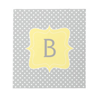 Polka Dot Gray and Yellow Monogram Notitieblok
